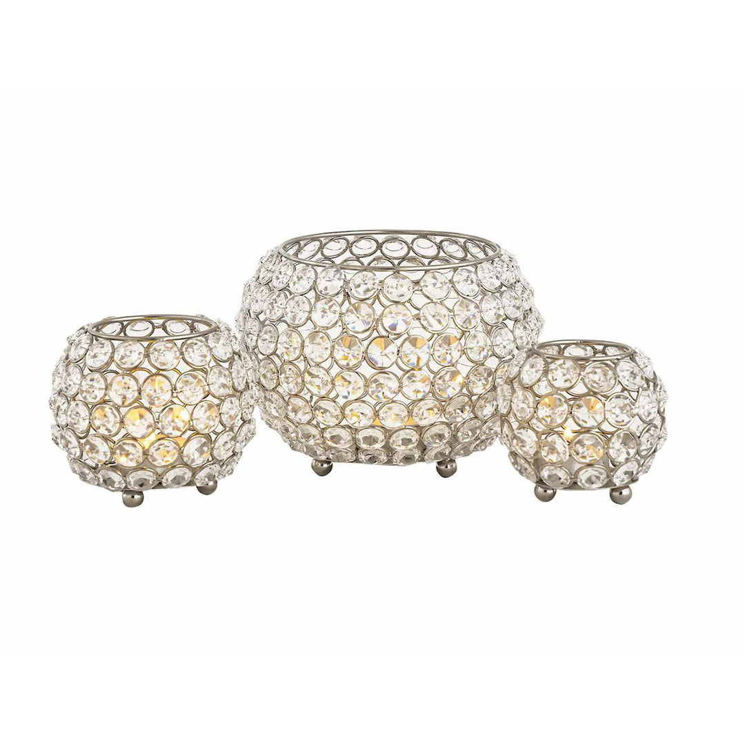 Teelichthalter CRYSTAL - Windlicht - Kerzenhalter Vintage Kristall - Kerzenständer 3er-Set gold o. silber