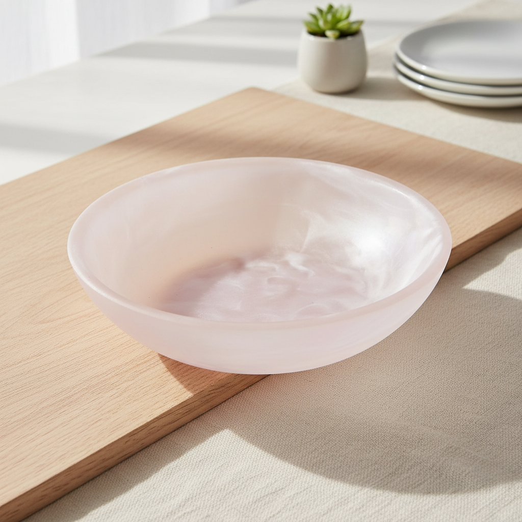 RESIN ORGANIC BOWL - Rosa Weiß M