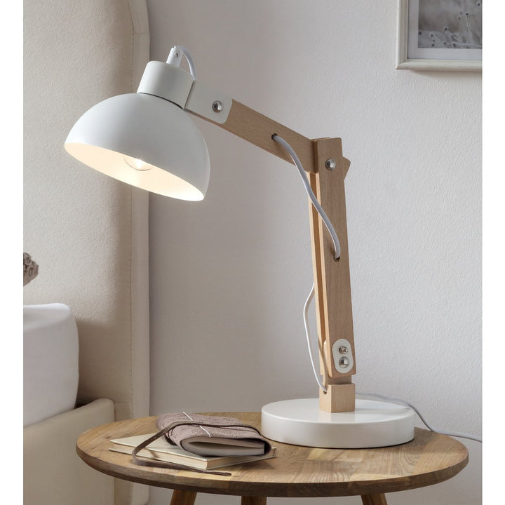 Tischlampe TALIS - Schreibtischlampe Weiß/Natur