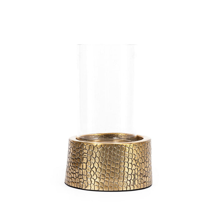 KROKO Kerzenhalter mit Glas - Messing M