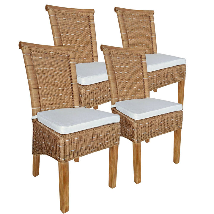 Esszimmer Stühle PERTH - Korbstühle - Rattan - 4er-Set Capuccino