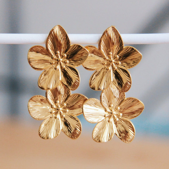 Statement Ohrringe - FLOWERS groß - Gold