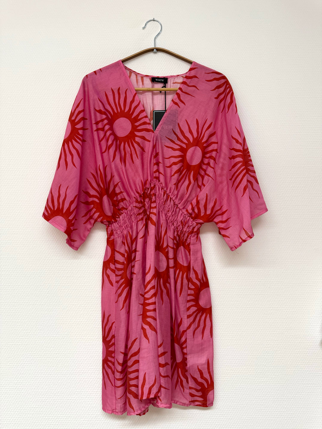 Tunika - Strandkleid - pink mit Sonnenmuster