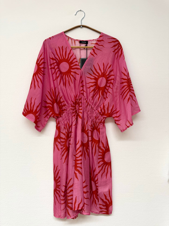Tunika - Strandkleid - pink mit Sonnenmuster