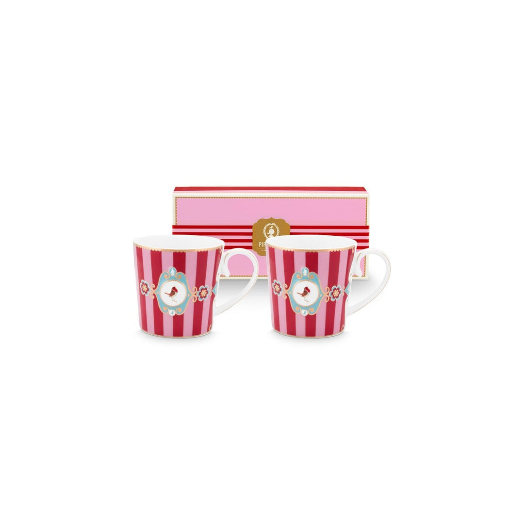 Tassen klein 2er-Set LOVE BIRDS MEDALLION Stripes RED