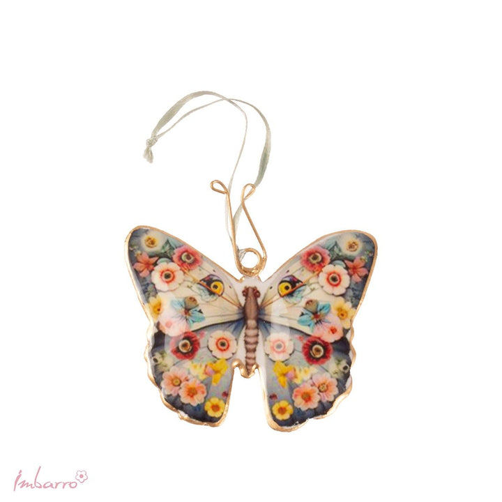 Ostern Frühlingsdeko - Schmetterlinge mit bunt-blumigen Mustern - Anhänger 3er-Set