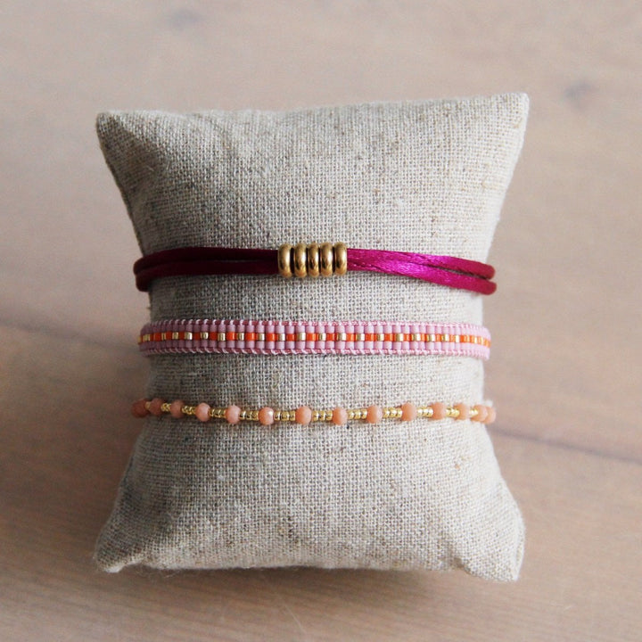 Armband - Miyuki - PEARLS & STONES - Pfirsich/Peach/Gold