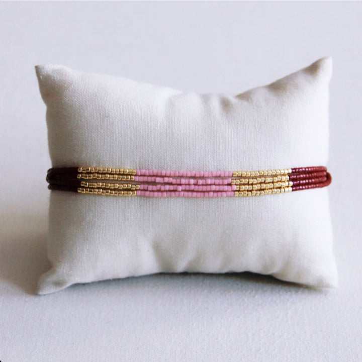Armband - Miyuki-Perlen - Braun/Flieder/Gold