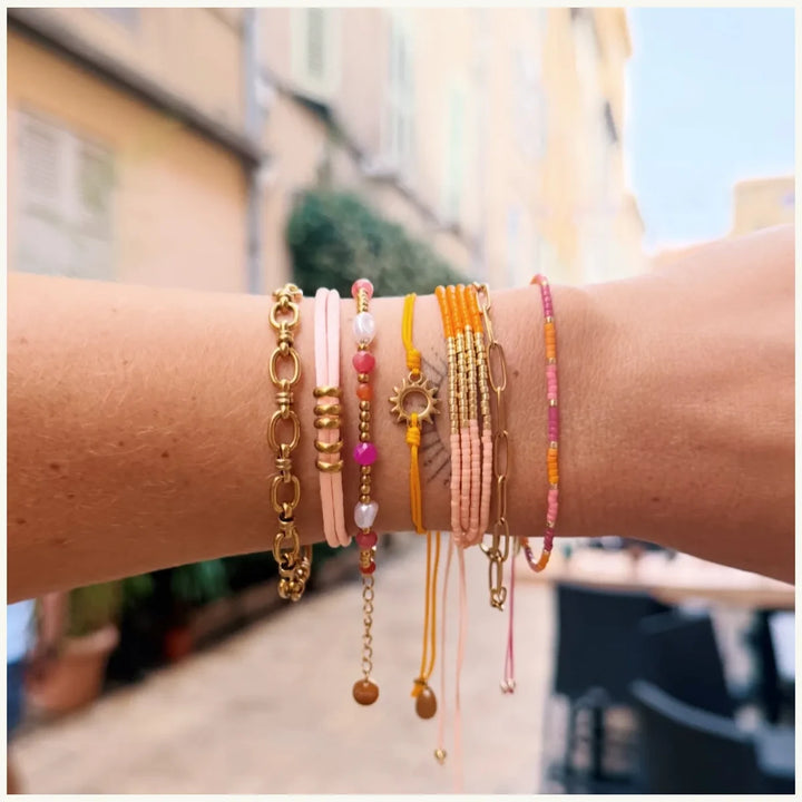 Armband - Miyuki - Colorblock Lachs/Orange/Gold