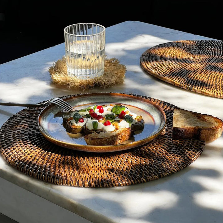 COLONIAL Tischset - Platzset - Dekomatte - rund Naturbraun