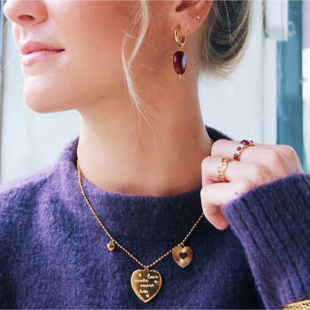 Kugelkette mit Herz Charms - Gold