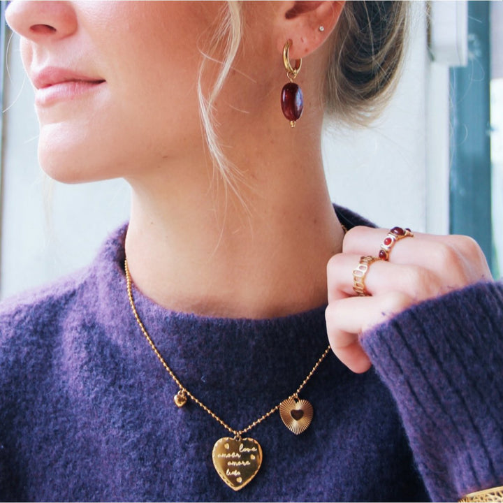 Kugelkette mit Herz Charms - Gold