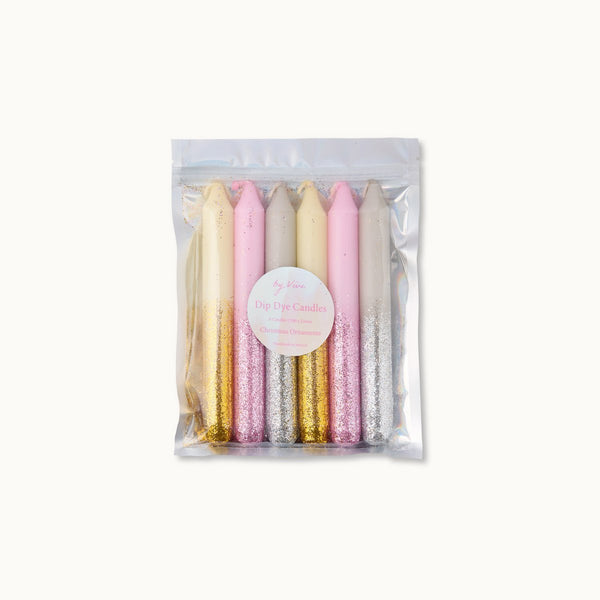Dip Dye Kerzen 6er-Set: Glitter Christmas Ornaments