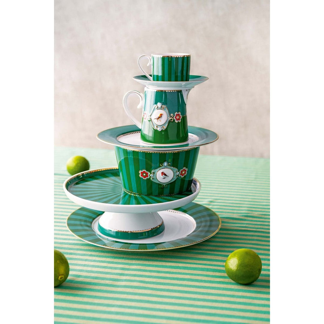 Mini Cake Tray LOVE BIRDS Stripes GREEN 24cm