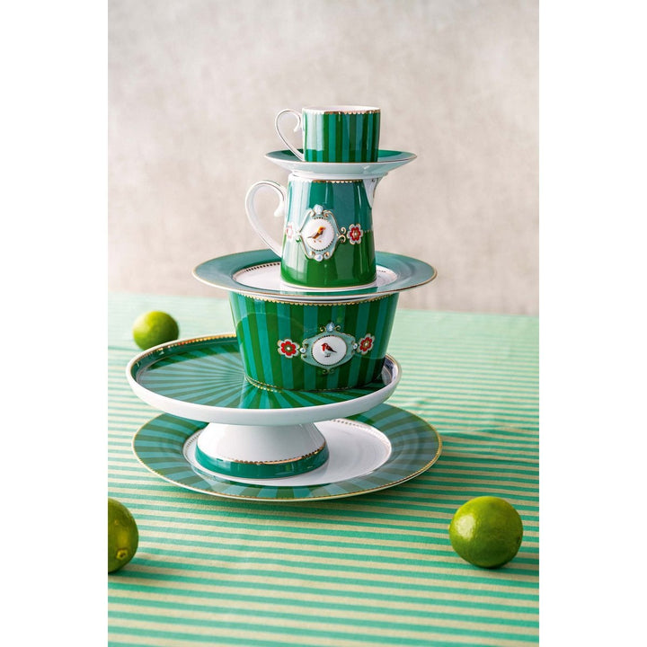 Mini Cake Tray LOVE BIRDS Stripes GREEN 24cm
