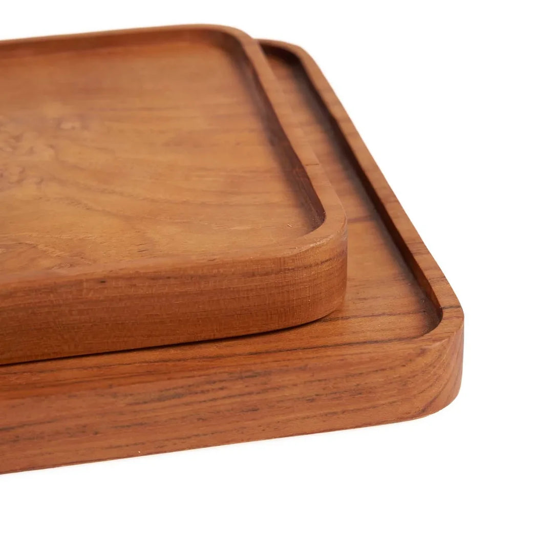 TEAK SQUARE Teller - Dekoteller - Natur M