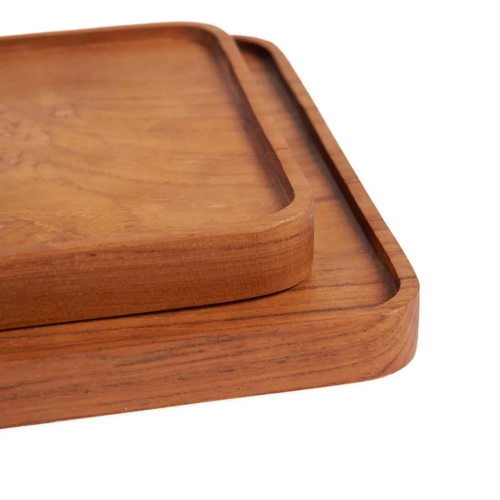 TEAK SQUARE Teller - Dekoteller - Natur M
