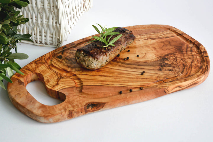 Steakbrett mit Saftrille, ohne Griff (L40-44cm)