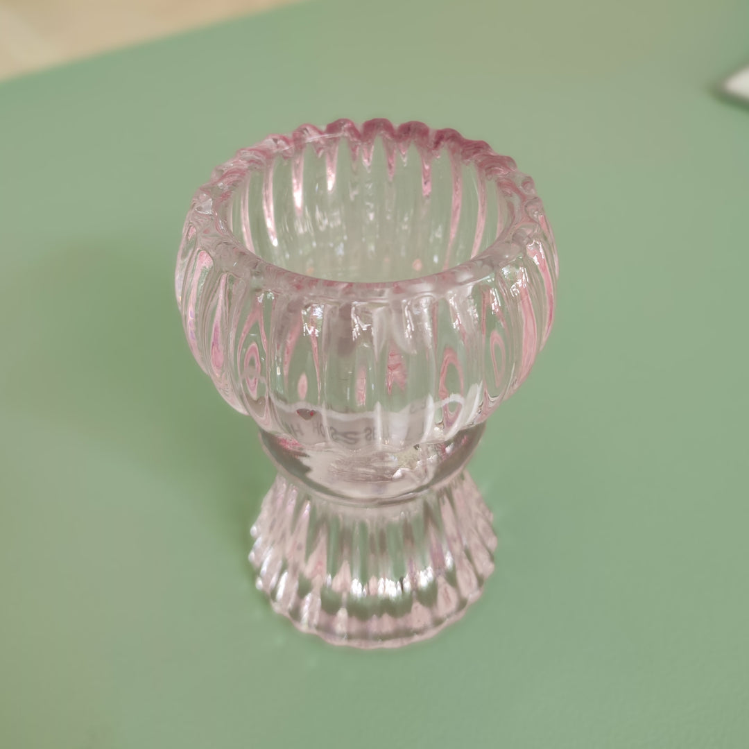 Eleganter Kerzen-/Teelichthalter – aus rosa Glas