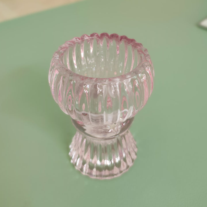Eleganter Kerzen-/Teelichthalter – aus rosa Glas