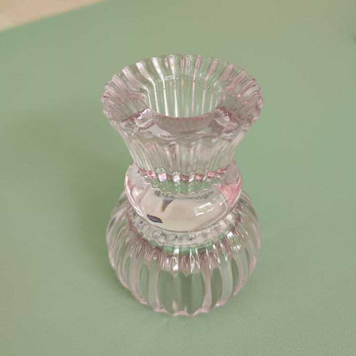 Eleganter Kerzen-/Teelichthalter – aus rosa Glas