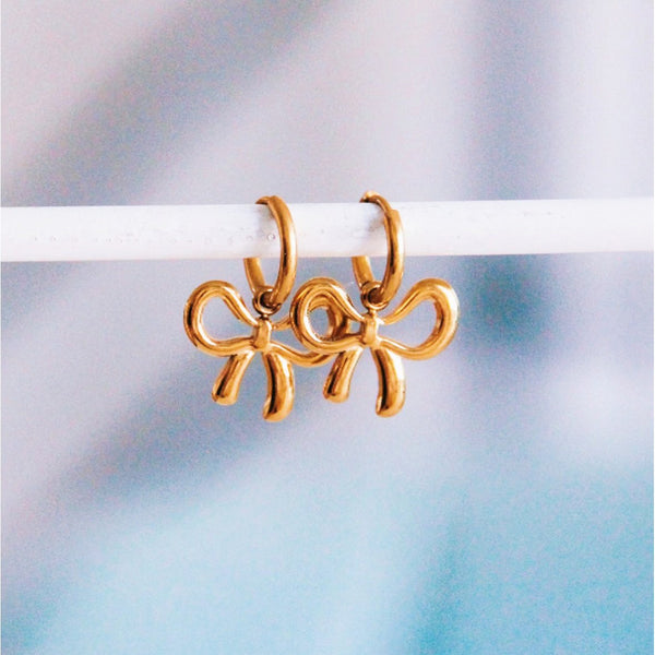 Ohrringe - Mini Creole Gold - Charm BOW