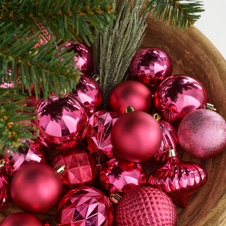 Weihnachtskugeln Set – 60 Stück – Ø7 cm – Kunststoff – Pink