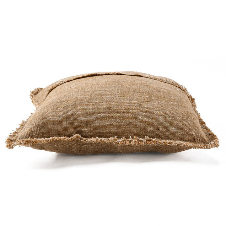 SAHARA FRINGE Kissenbezug mit Fransen - Leinen Naturbraun 50x50
