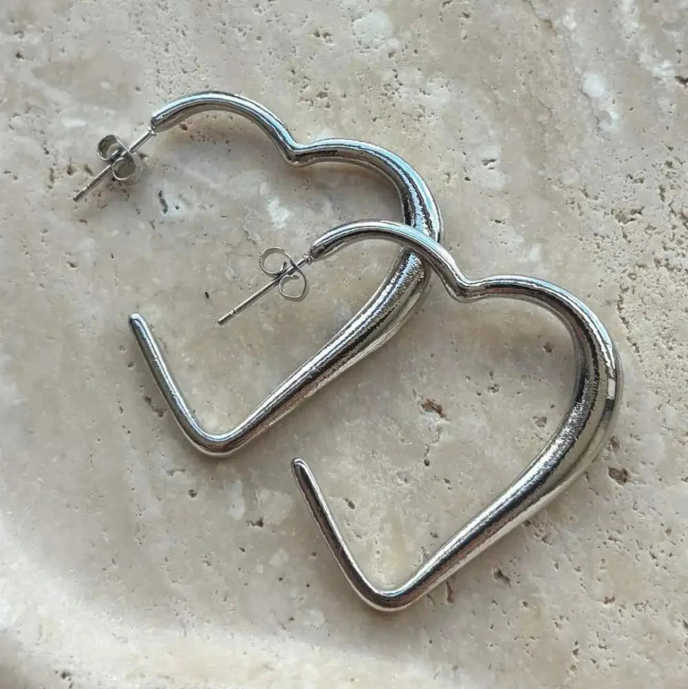 Ohrringe - Ohrstecker - Creolen Herz - Silber
