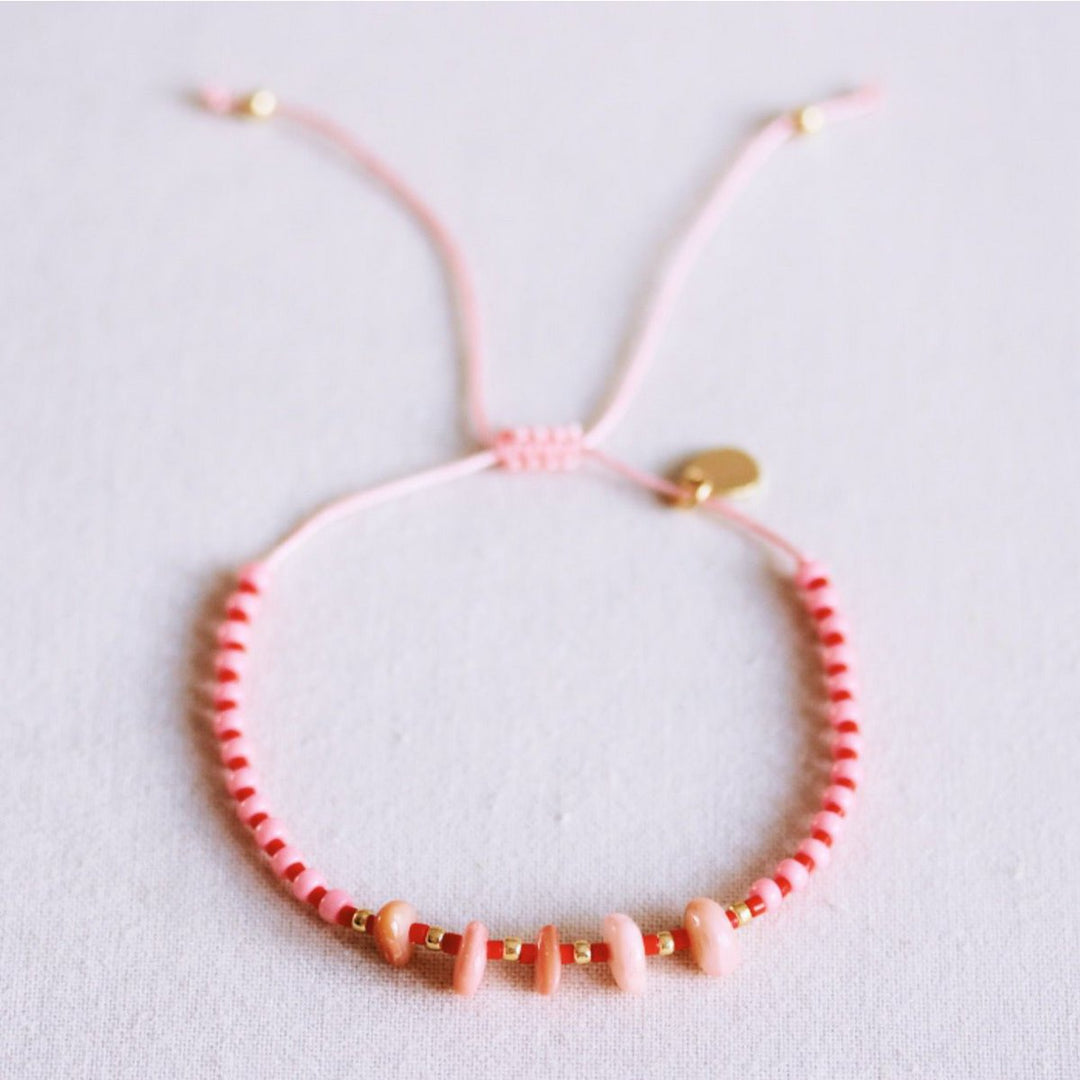 Armband - Miyuki - PEARLS & STONES - Pink/Rot/Gold