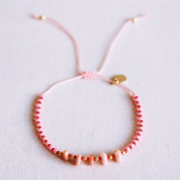 Armband - Miyuki - PEARLS & STONES - Pink/Rot/Gold