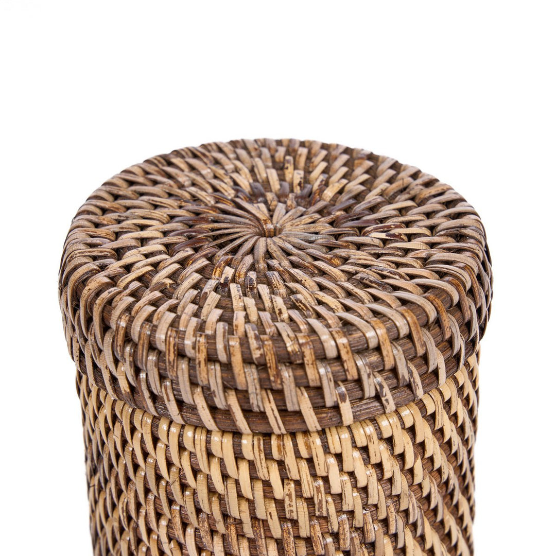 RATTAN Korbdose - Aufbewahrungskorb mit Deckel