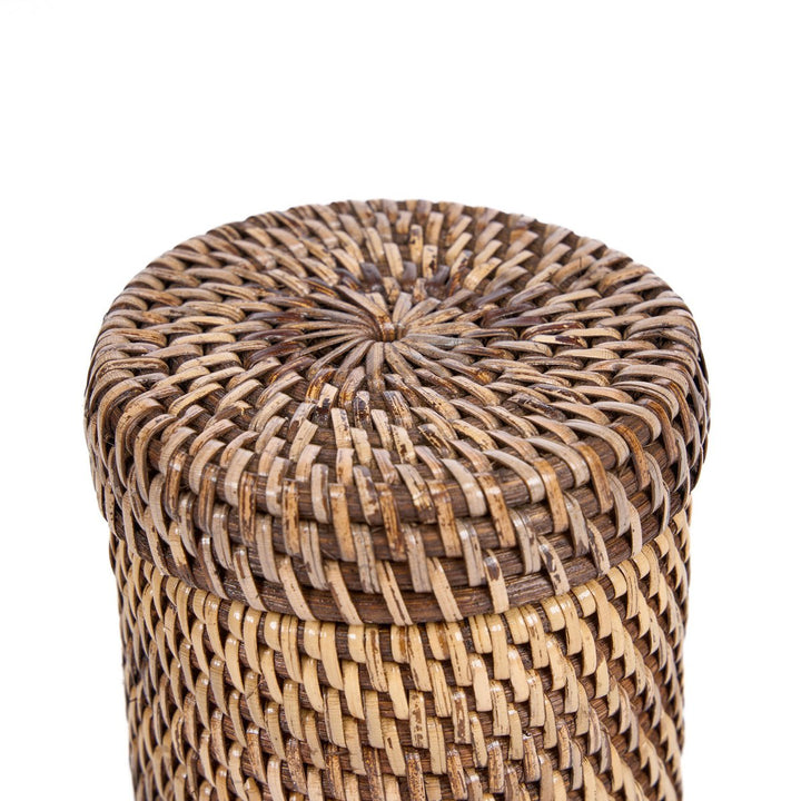 RATTAN Korbdose - Aufbewahrungskorb mit Deckel
