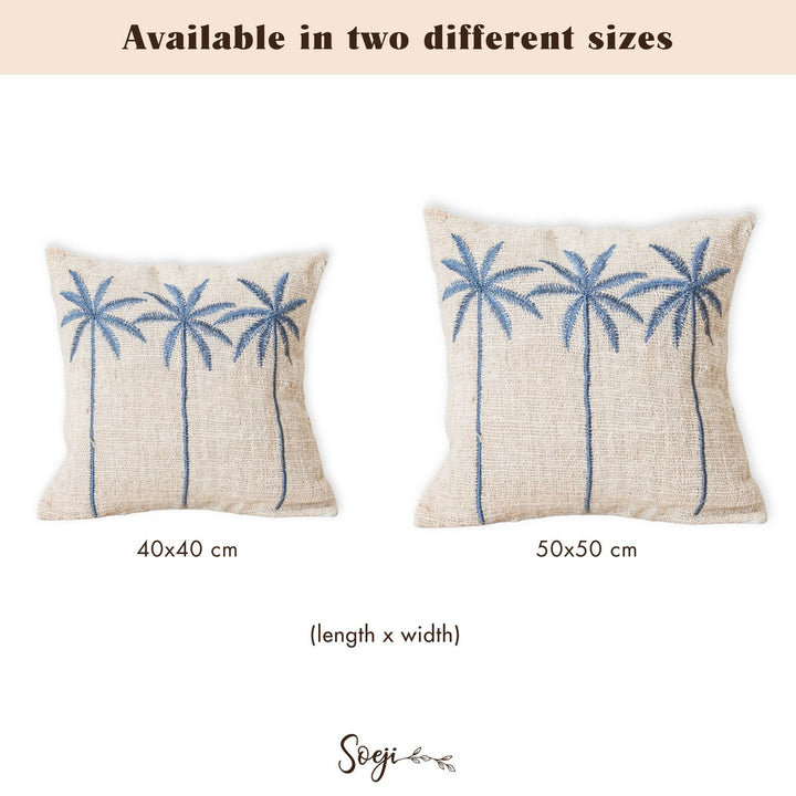 Kissenbezug ANARKA – Boho‑Kissen aus Baumwolle mit handgesticktem Palmenmuster