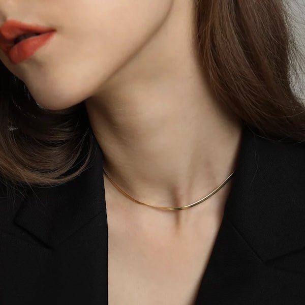 Unisex-Fischgrätenkette | Elegante Schlangenkette in Gold