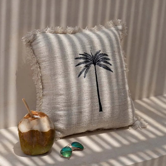 GILI PALM Kissenbezug - Baumwolle Natur 50x50