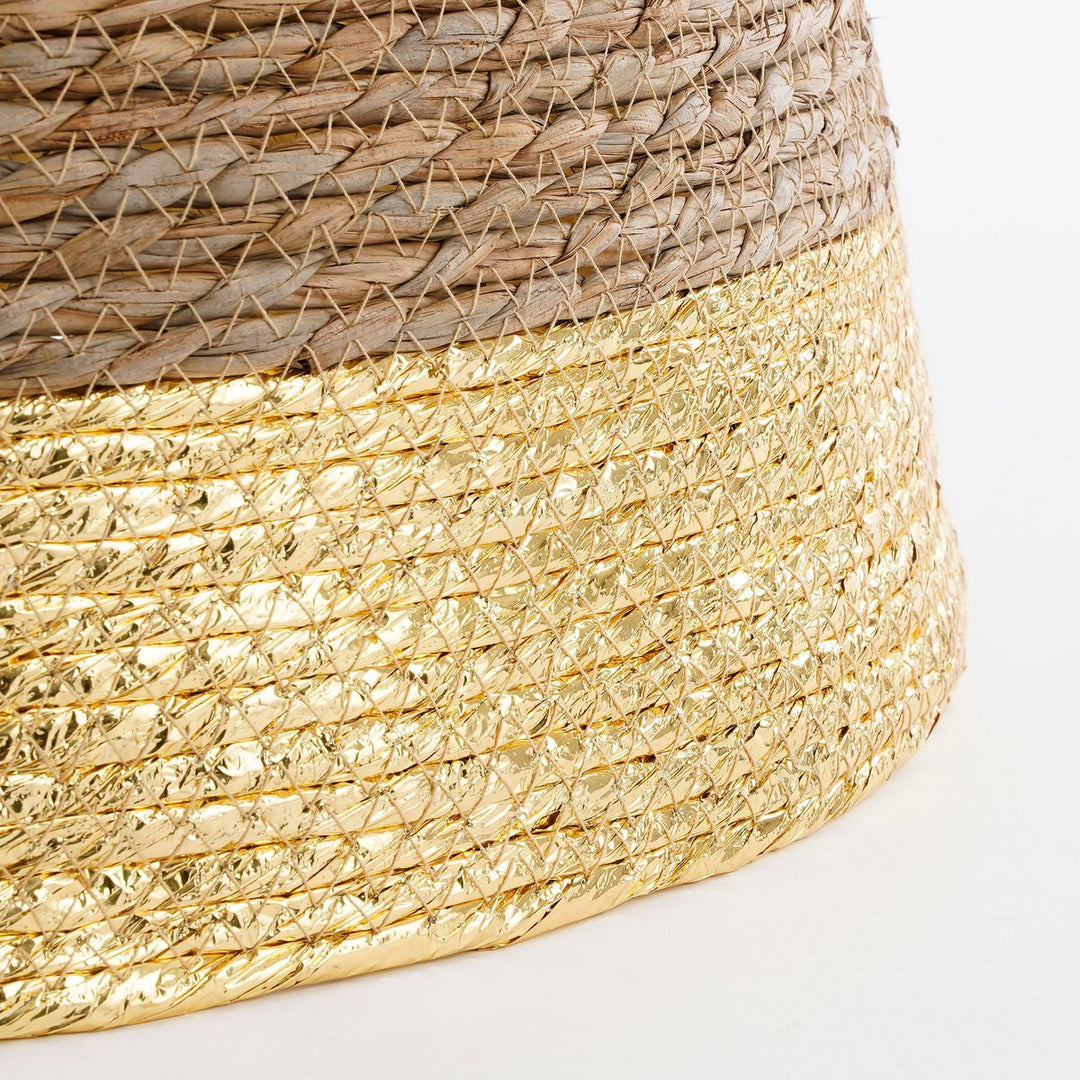 Ständerabdeckung - Weihnachtsbaum Korb - Seegras - Gold - Ø50cm