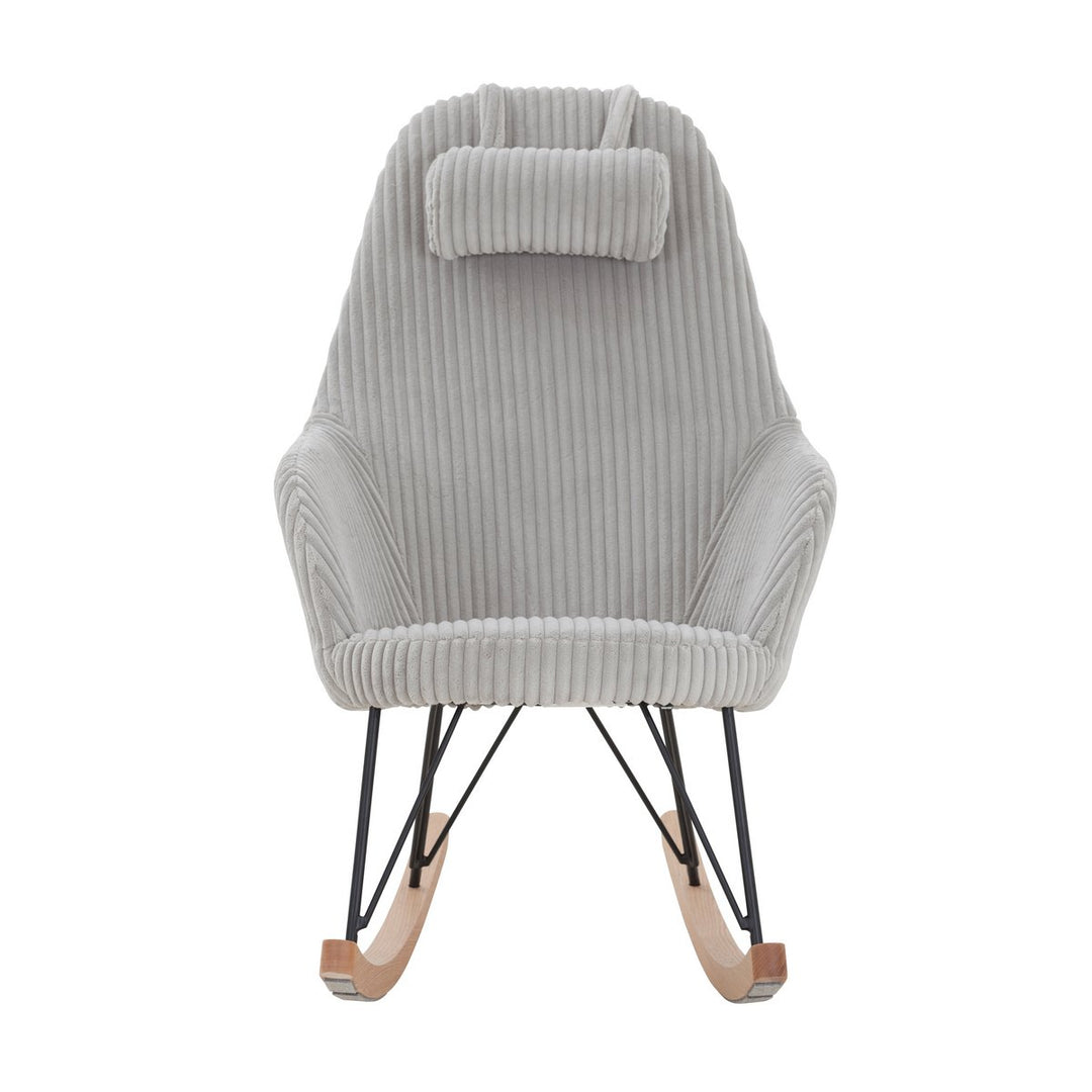 Schaukelstuhl OLAN - Relaxsessel mit Armlehnen - Cord Textur Grau