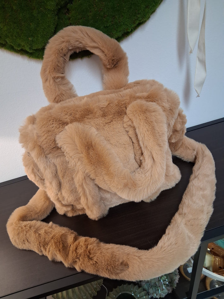 flauschige Handtasche - camelbraun - Teddyfell