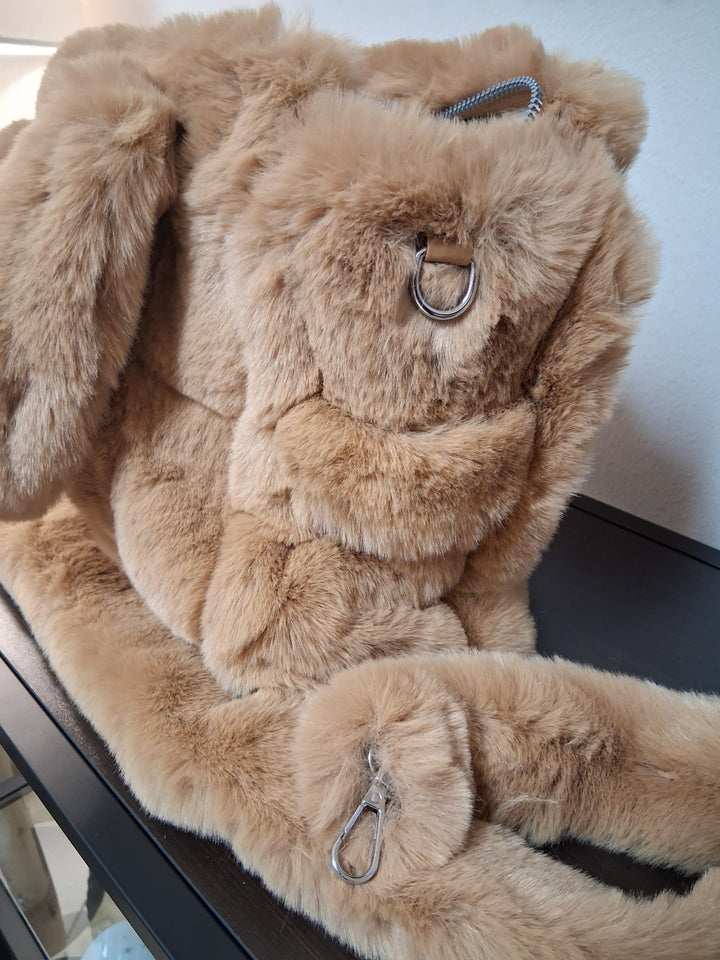 flauschige Handtasche - camelbraun - Teddyfell