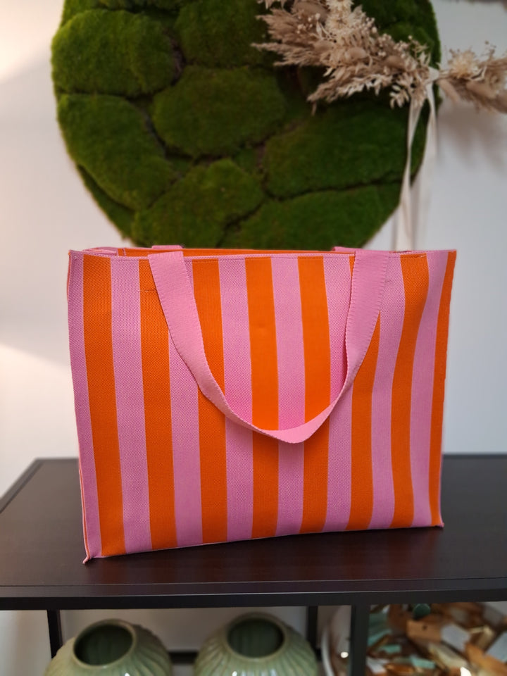 Shopper Tasche CLAIRE - orange-rosa gestreift
