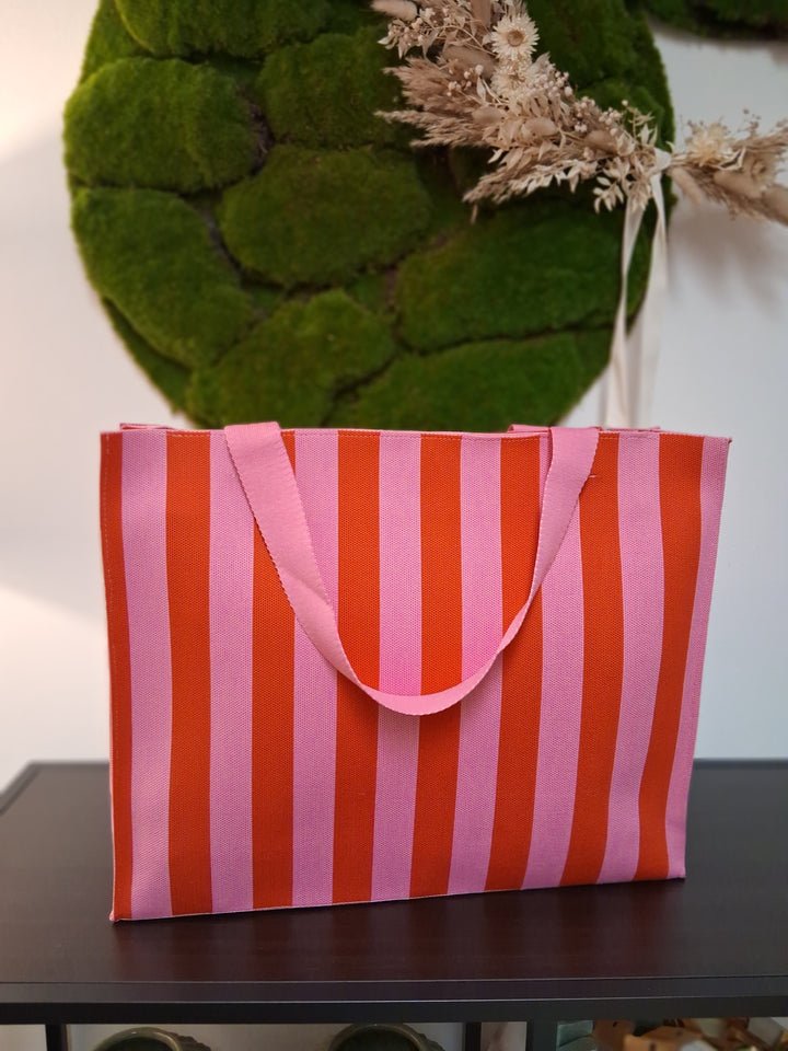 Shopper Tasche CLAIRE - rot-rosa gestreift