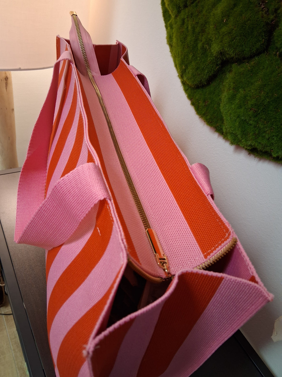 Shopper Tasche CLAIRE - rot-rosa gestreift