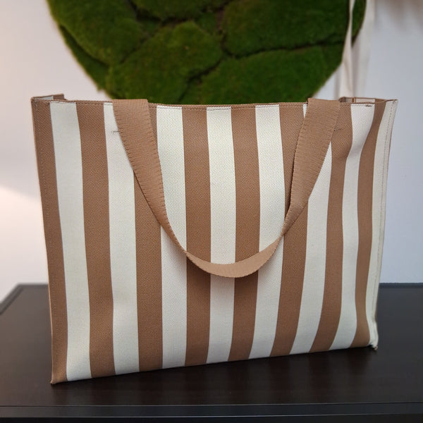 Shopper Tasche CLAIRE - braun-beige gestreift