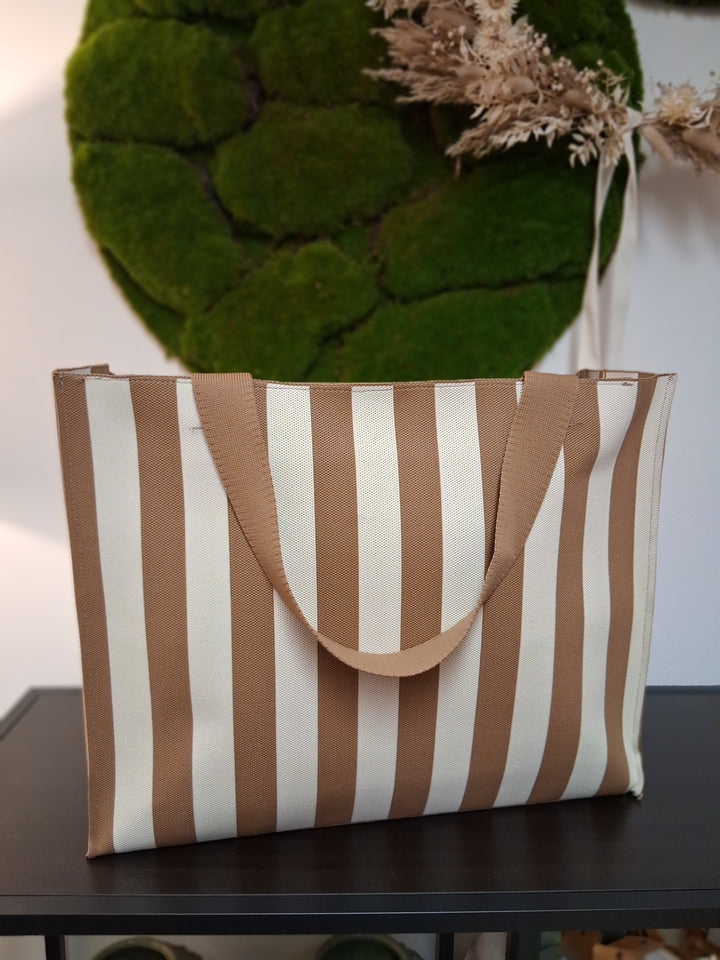 Shopper Tasche CLAIRE - braun-beige gestreift