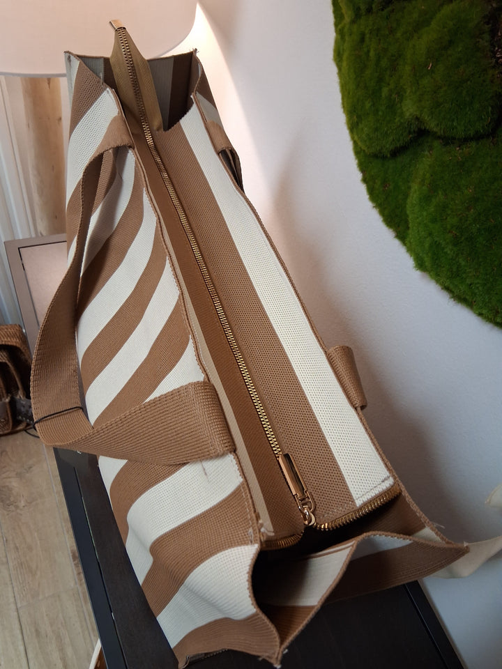 Shopper Tasche CLAIRE - braun-beige gestreift