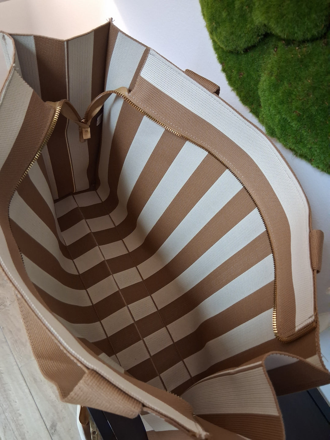 Shopper Tasche CLAIRE - braun-beige gestreift