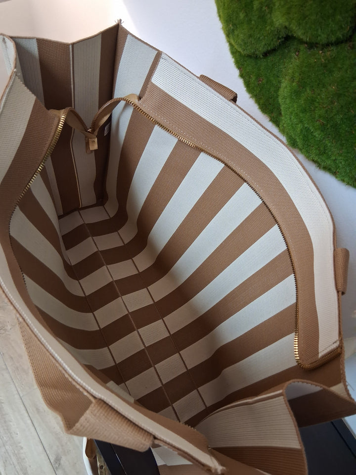 Shopper Tasche CLAIRE - braun-beige gestreift