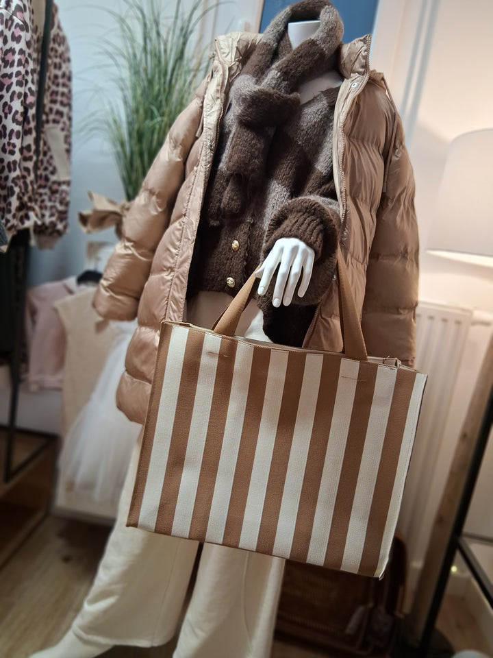 Shopper Tasche CLAIRE - braun-beige gestreift
