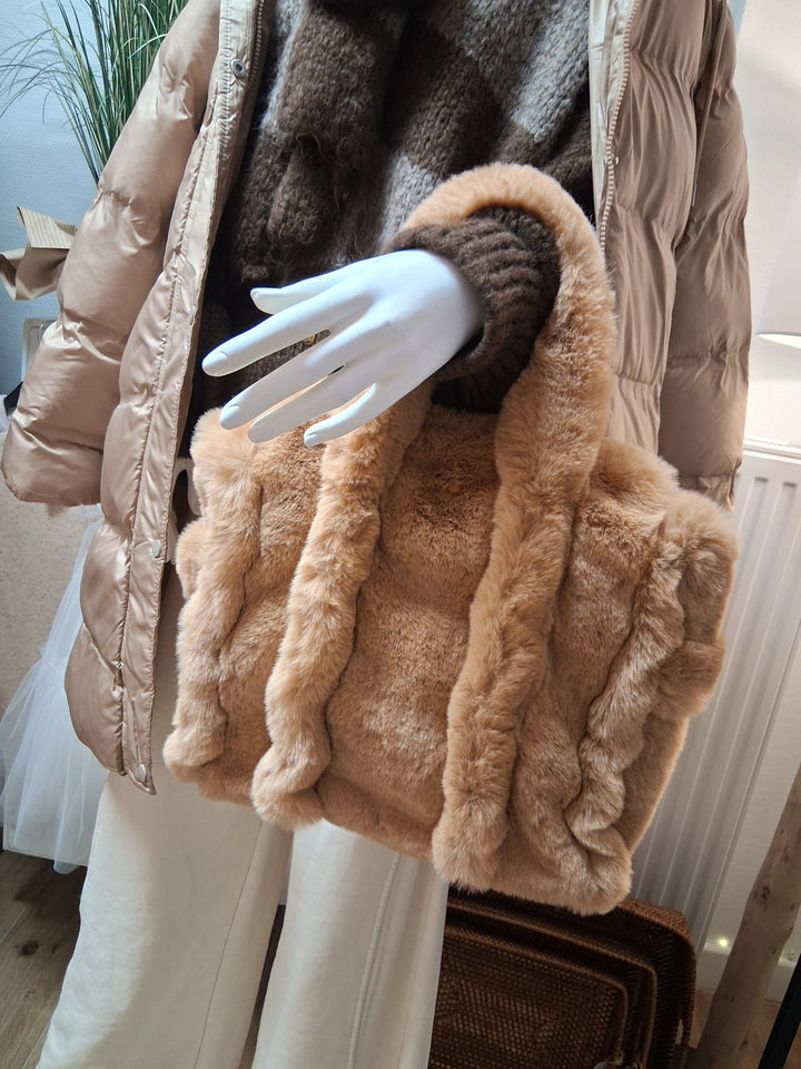 flauschige Handtasche - camelbraun - Teddyfell